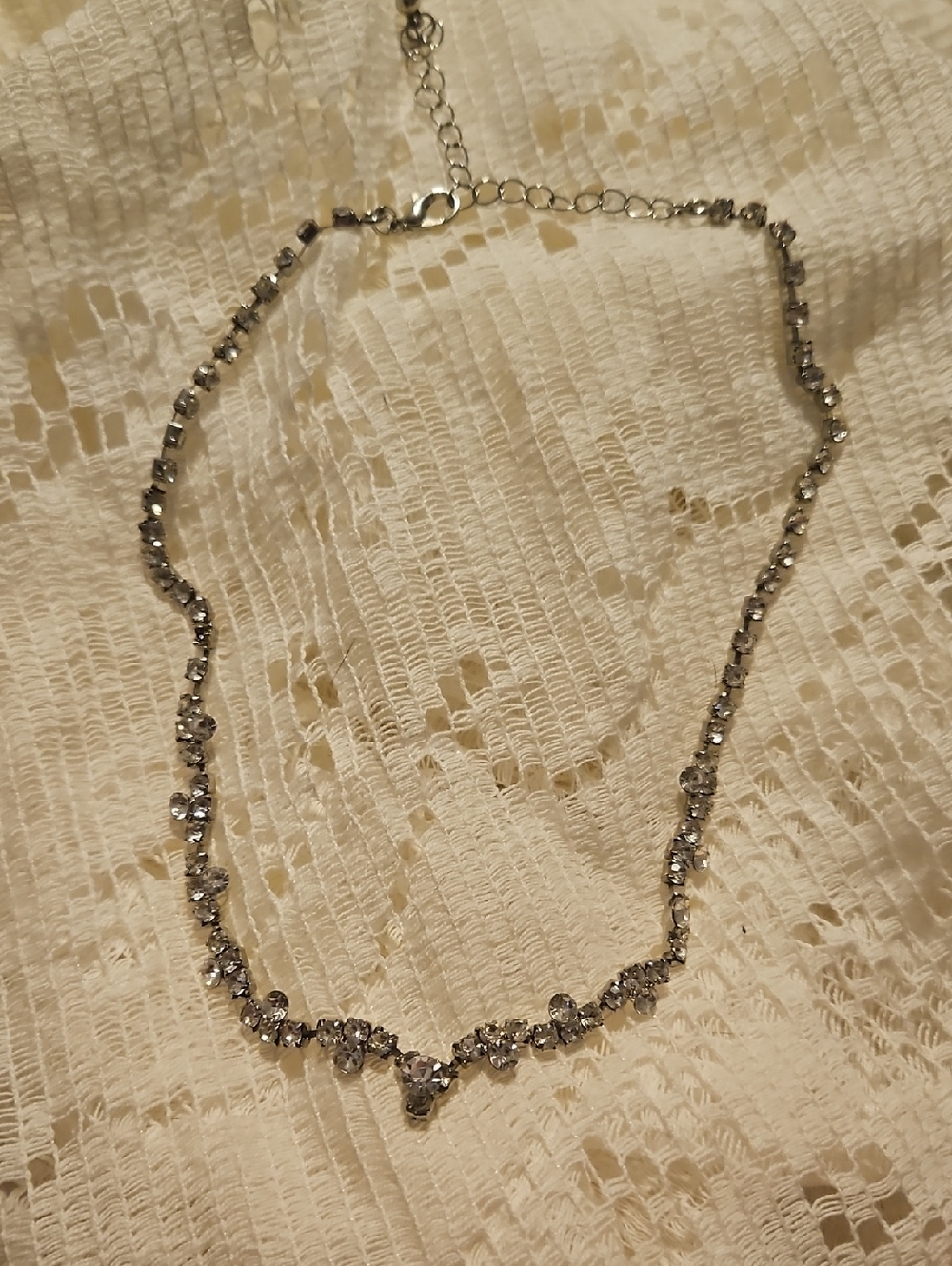 Bundle 5 Items For $25 - Classic Silver-Tone Crystal Necklace - Rhinestones